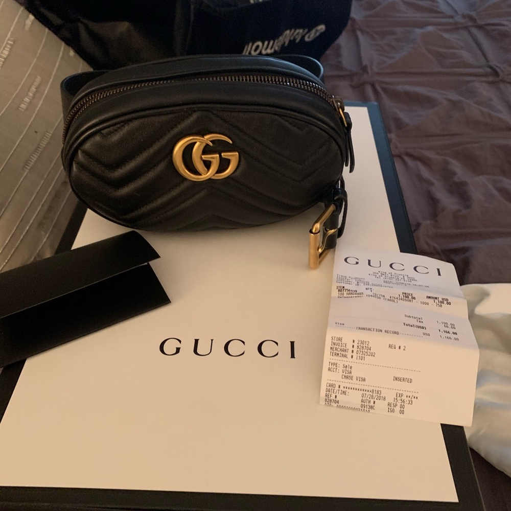 Gucci belt bag with duster.
